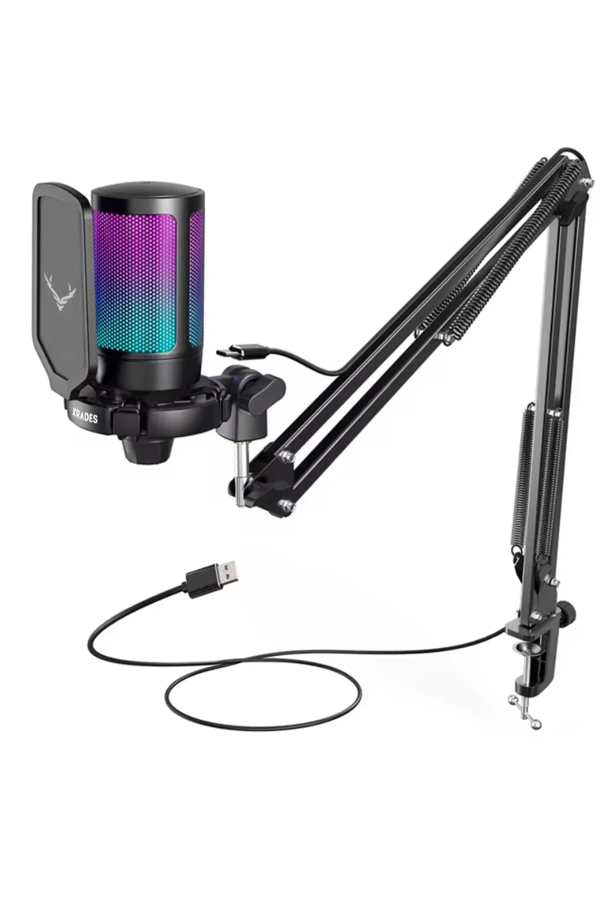 Xrades Professional 2 li Stand Youtuber  Gamer  Tiktok  Yayıncı Usb Rgb Mikrofon Seti