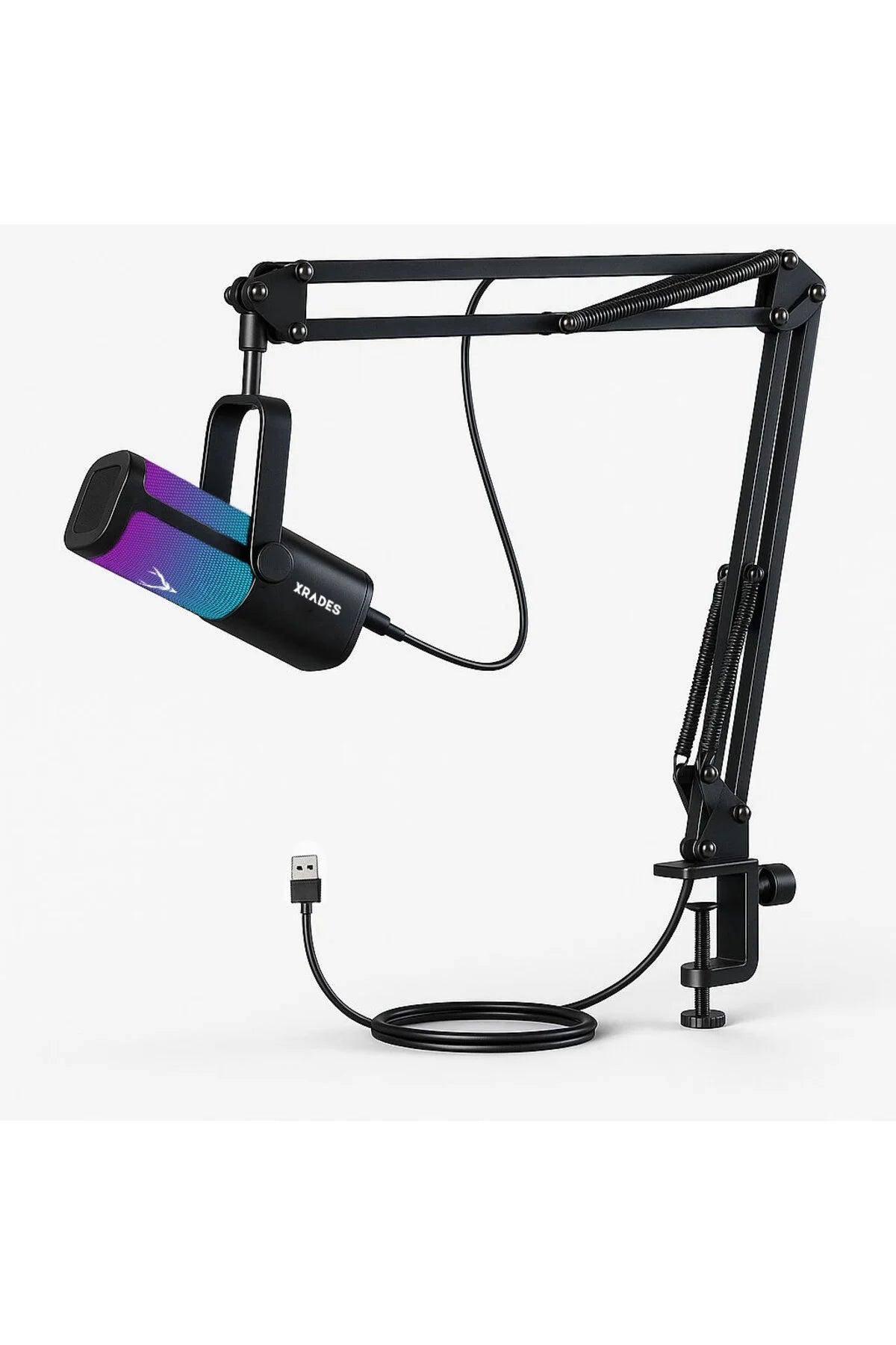Xrades Professional 2 li Stand Youtuber Gamer Tiktok Yayıncı Usb Rgb Mikrofon Seti M3 PRO