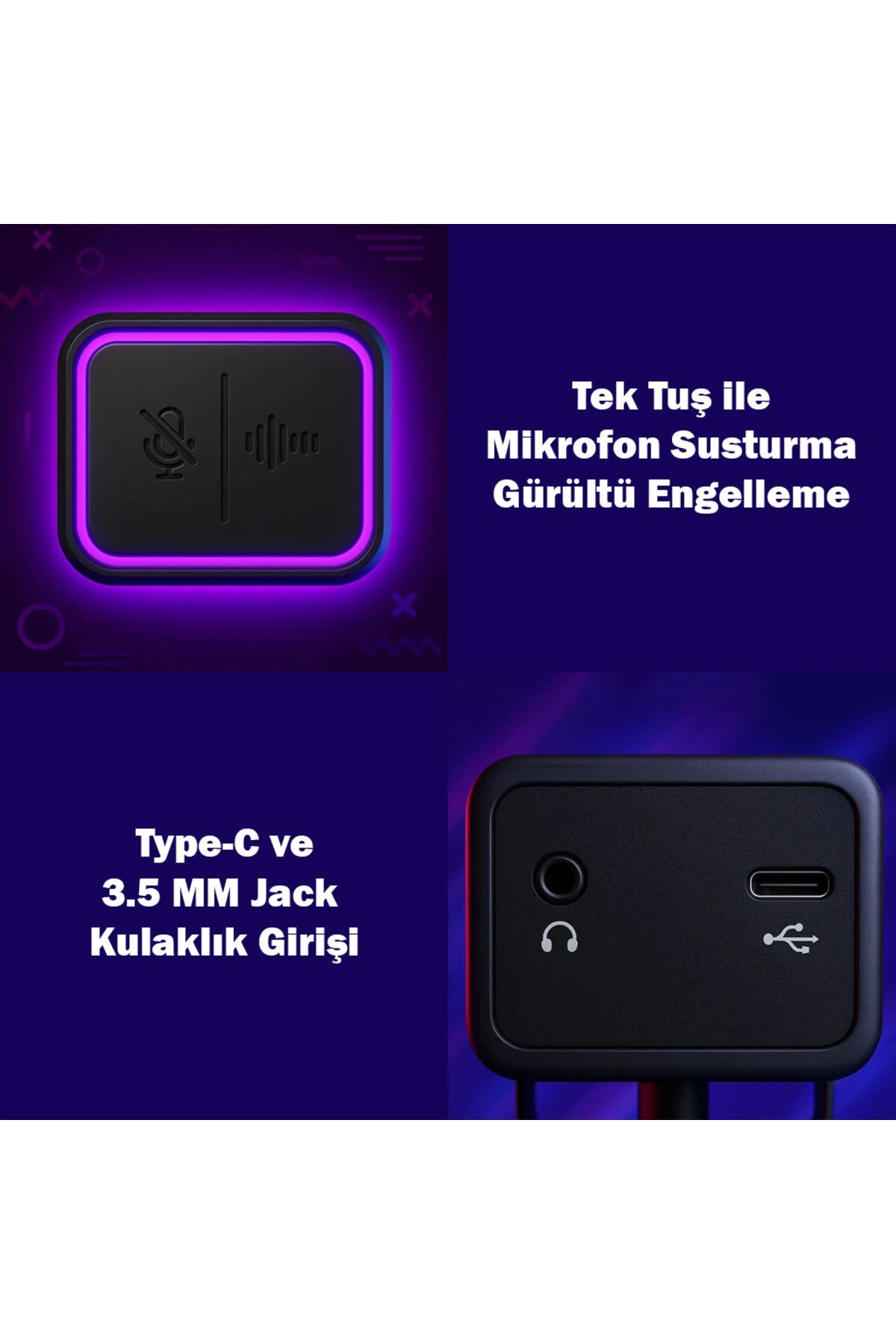 Xrades Professional 2 li Stand Youtuber Gamer Tiktok Yayıncı Usb Rgb Mikrofon Seti M3 PRO WHH
