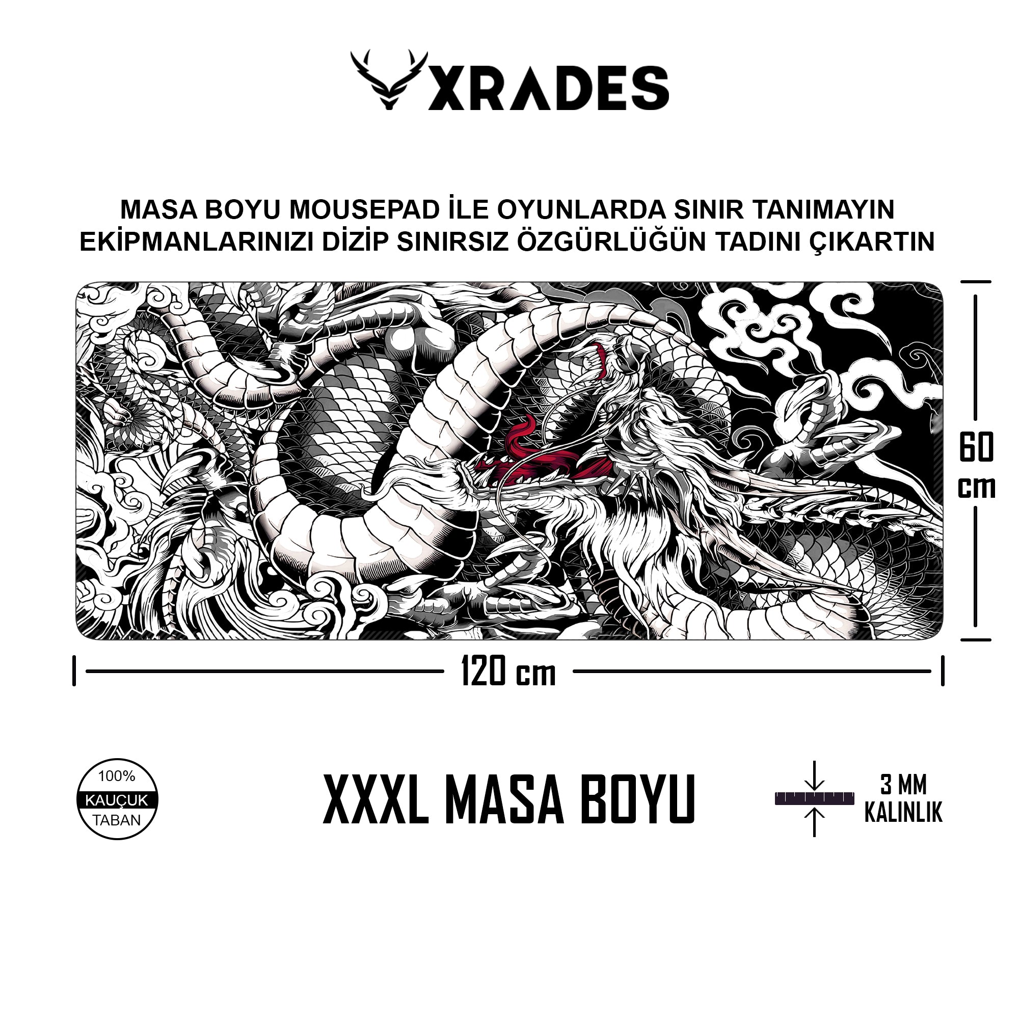 Xrades White Dragon XXL Mousepad