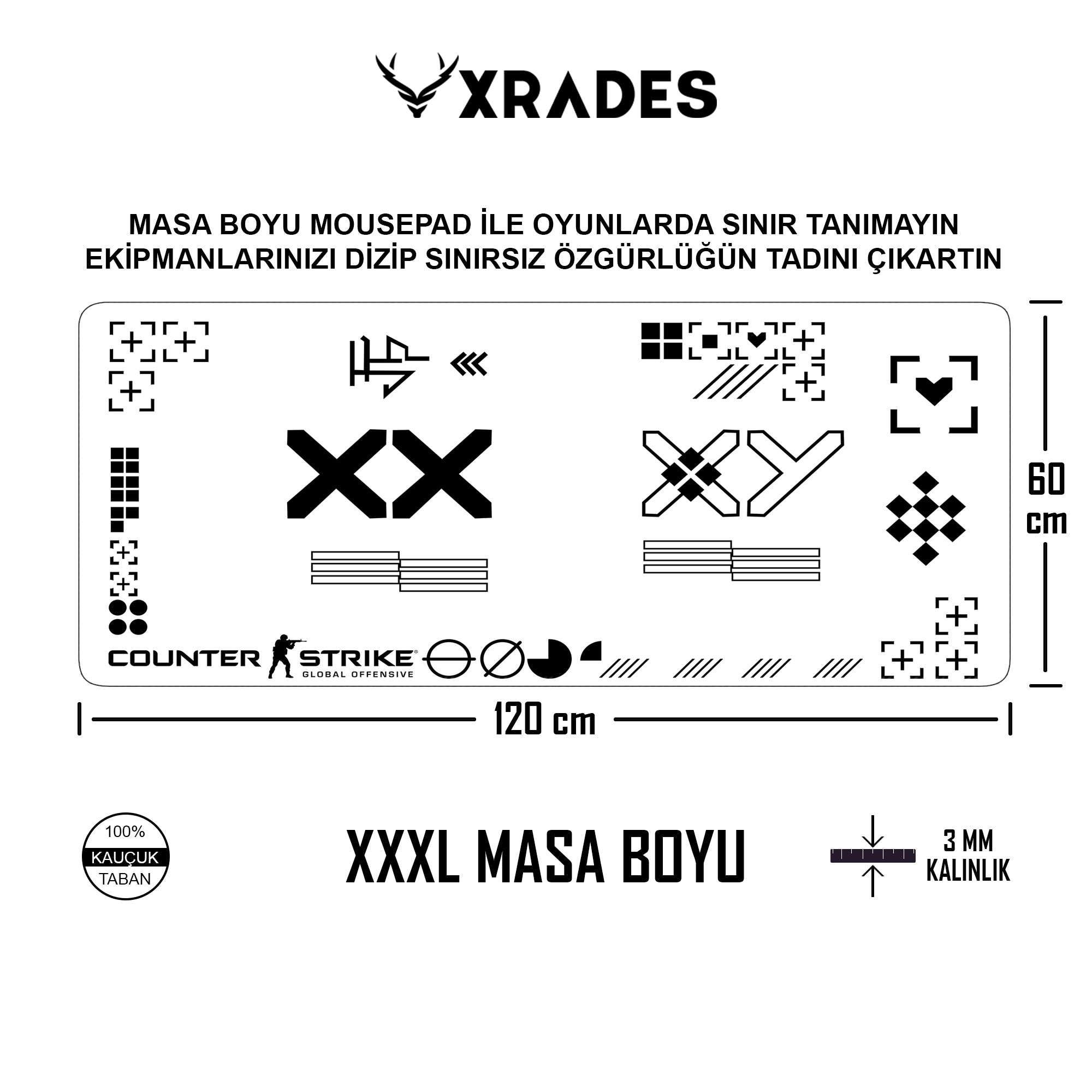 Xrades WhiteX XXL Mousepad