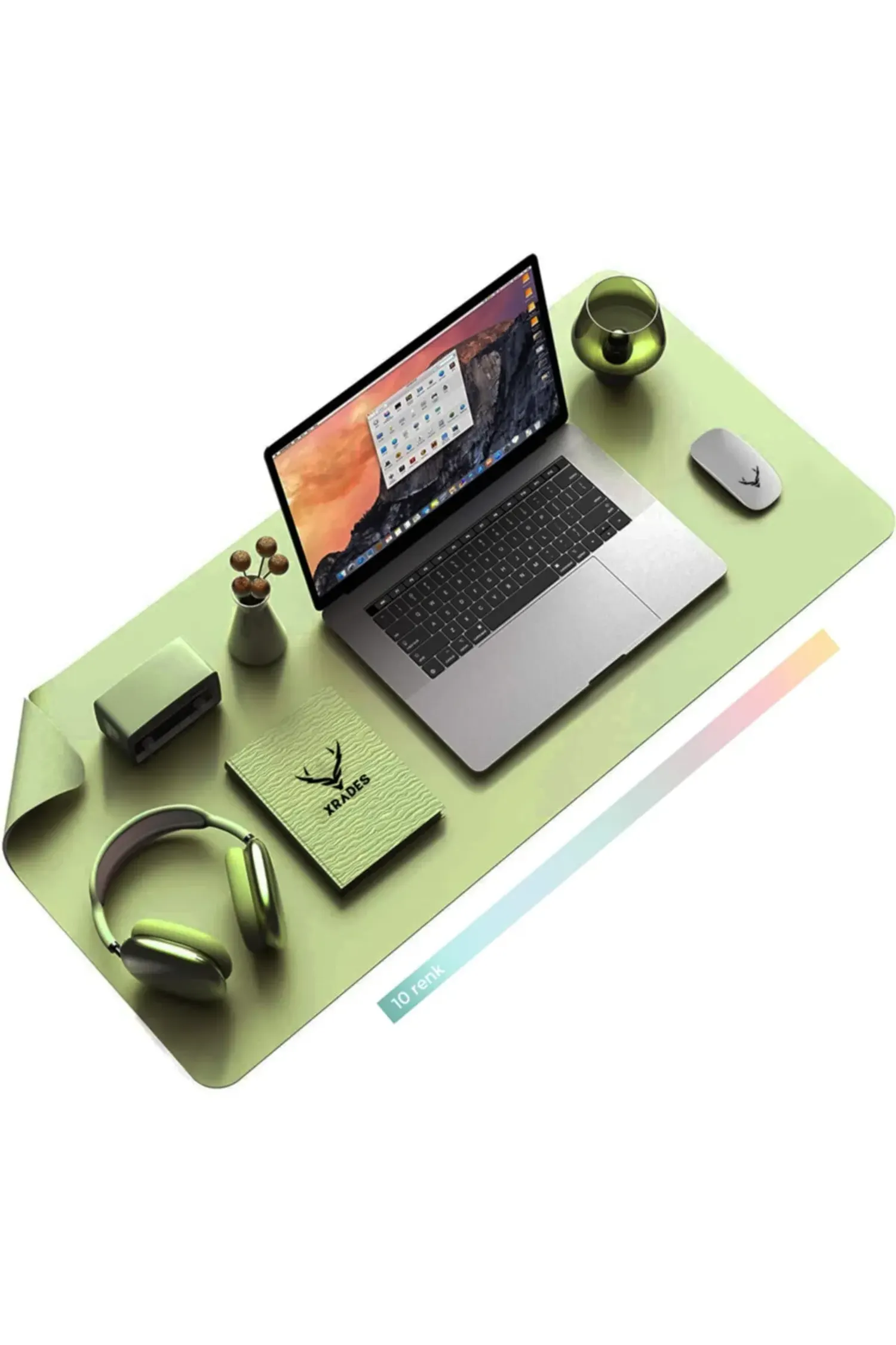 Xrades Deri Mousepad Laptop Bilgisayar Için Geniş Masa Matı Deri Mouse Pad 80x40 Cm Çay Yeşili