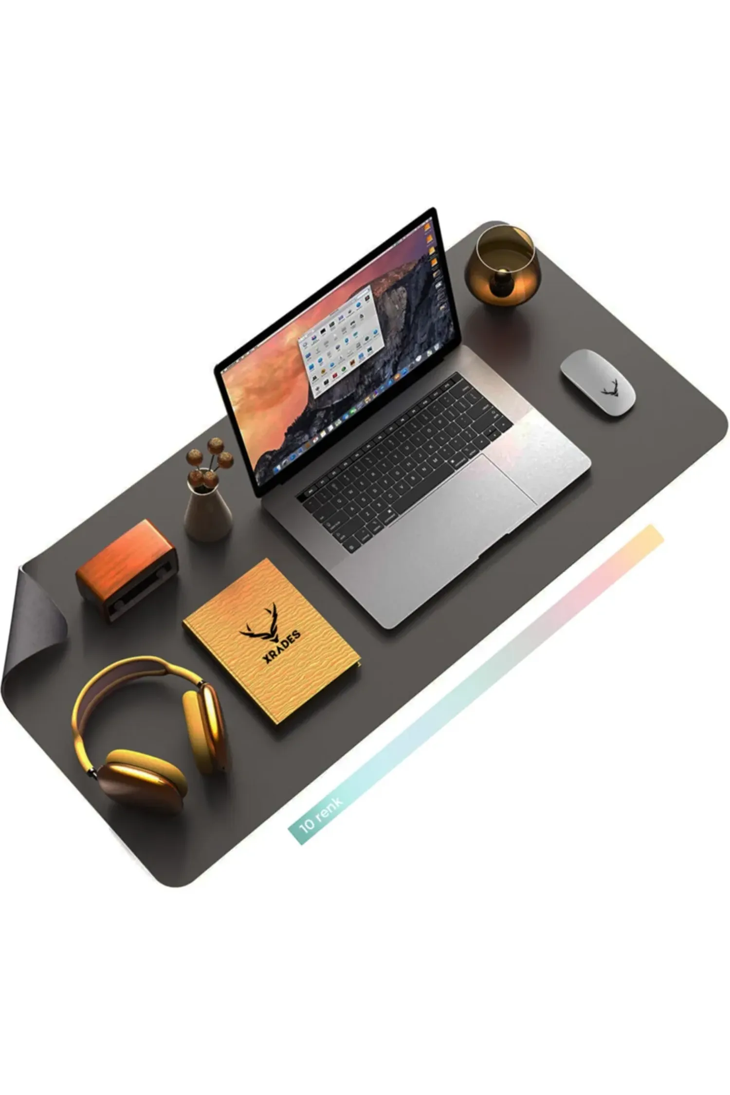 Xrades Deri Mousepad Laptop Bilgisayar Için Geniş Masa Matı Deri Mouse Pad 80x40 Cm Koyu Gri