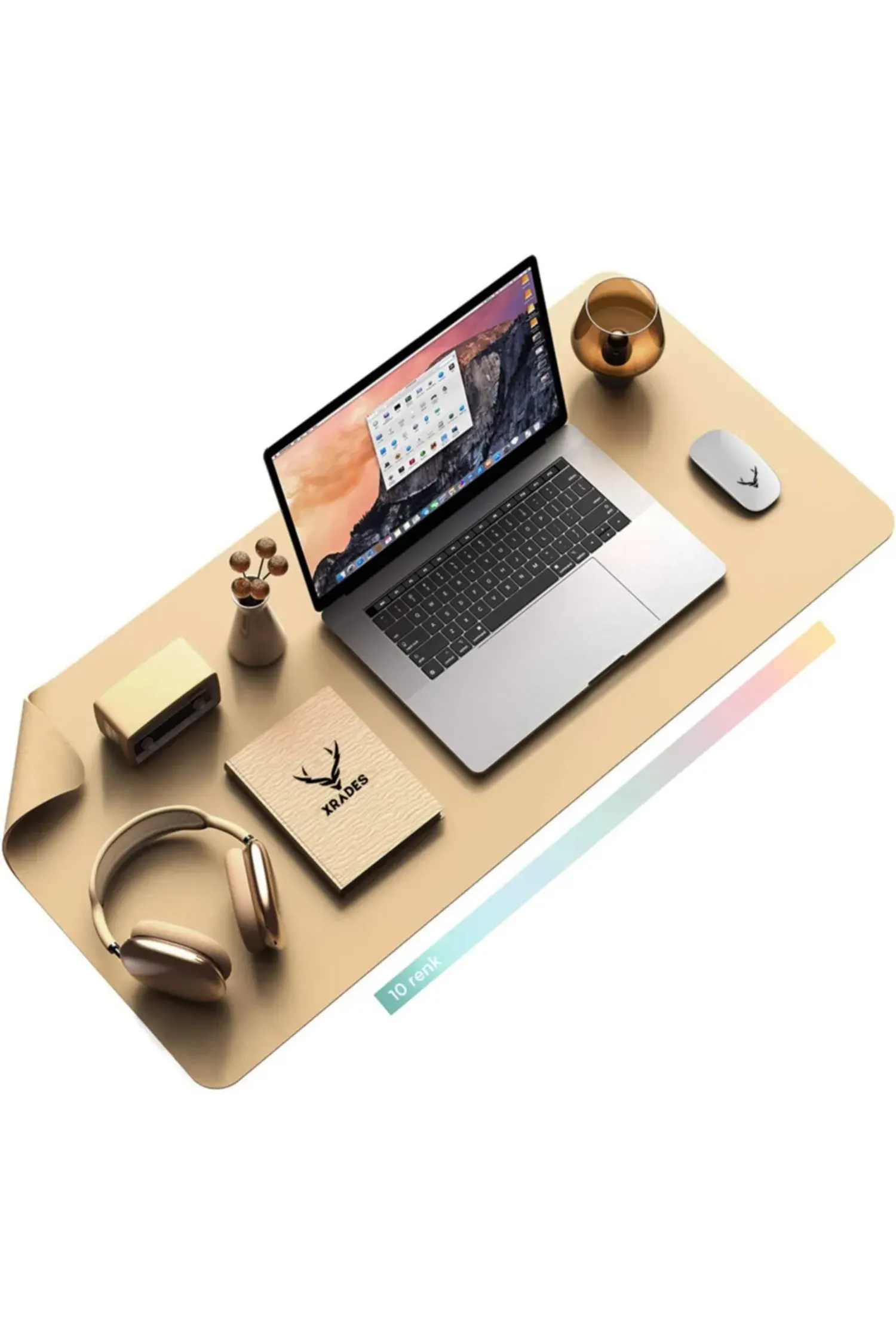 Xrades Deri Mousepad Laptop Bilgisayar Için Geniş Gamings Masa Matı Deri Mouse Pad 80x40 Cm Krem