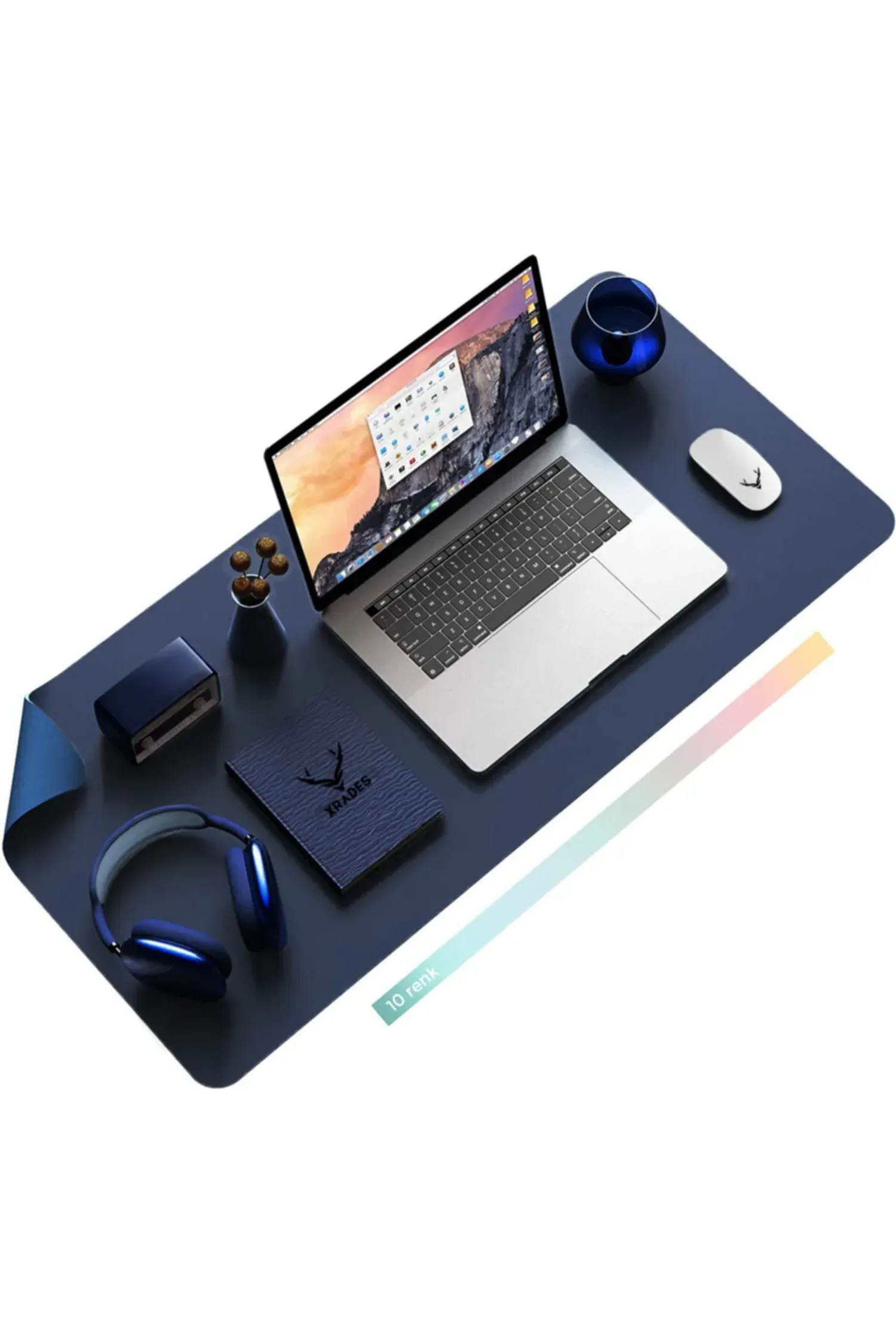 Xrades Deri Mousepad Laptop Bilgisayar Için Geniş Gamings Masa Matı Deri Mouse Pad 80x40 Cm Lacivert
