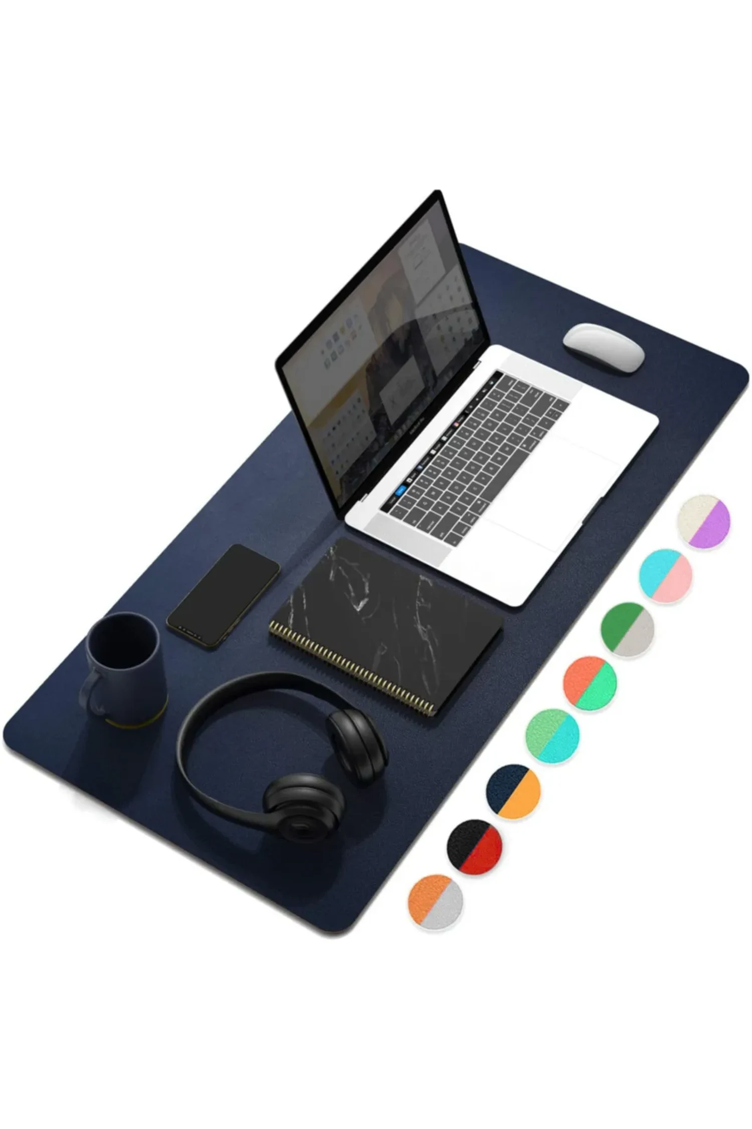 Xrades Çift Renk Deri Mousepad Laptop Bilgisayar Için 80x40 Cm Lacivert Ve Sarı