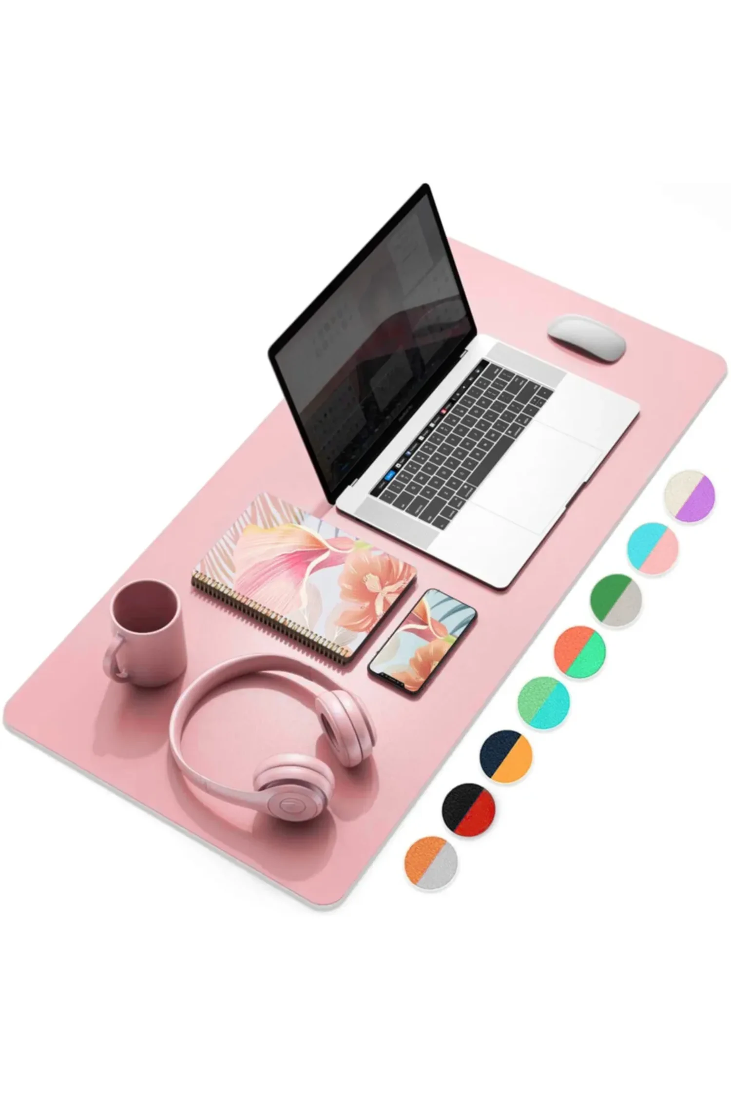 Xrades Çift Renk Deri Mousepad Laptop Bilgisayar Için 80x40 Cm Pembe Ve Gri