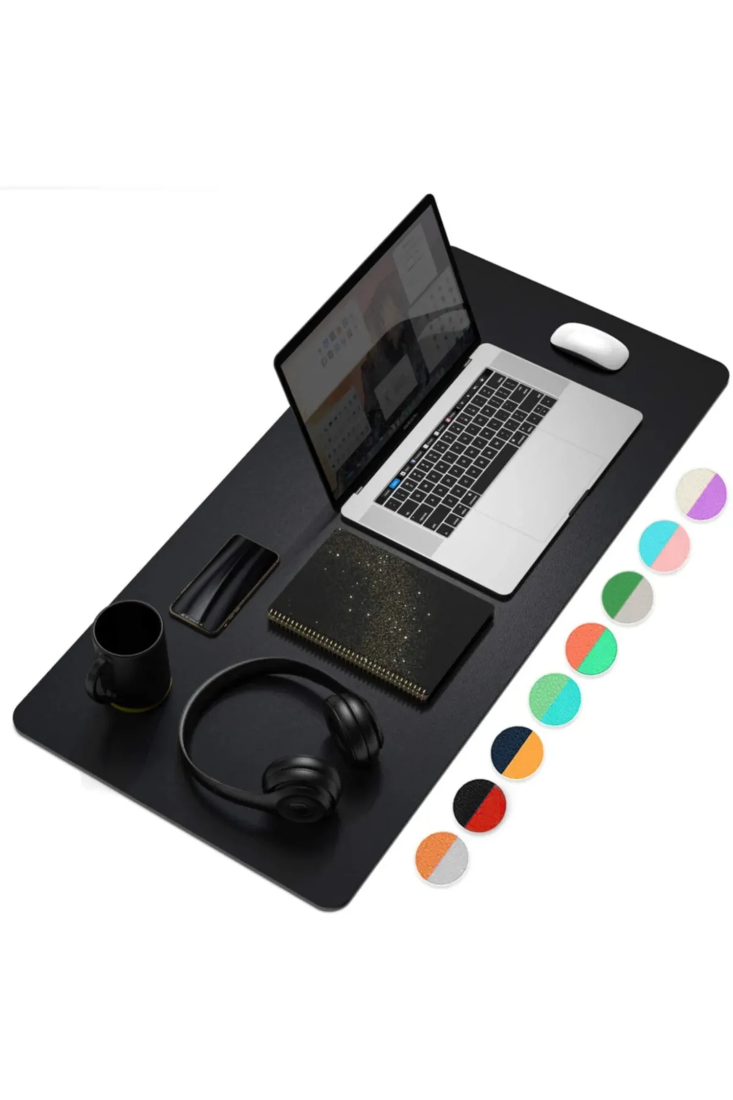 Xrades Çift Renk Deri Mousepad Laptop Bilgisayar Için 80x40 Cm Siyah Ve Gri Xrades800
